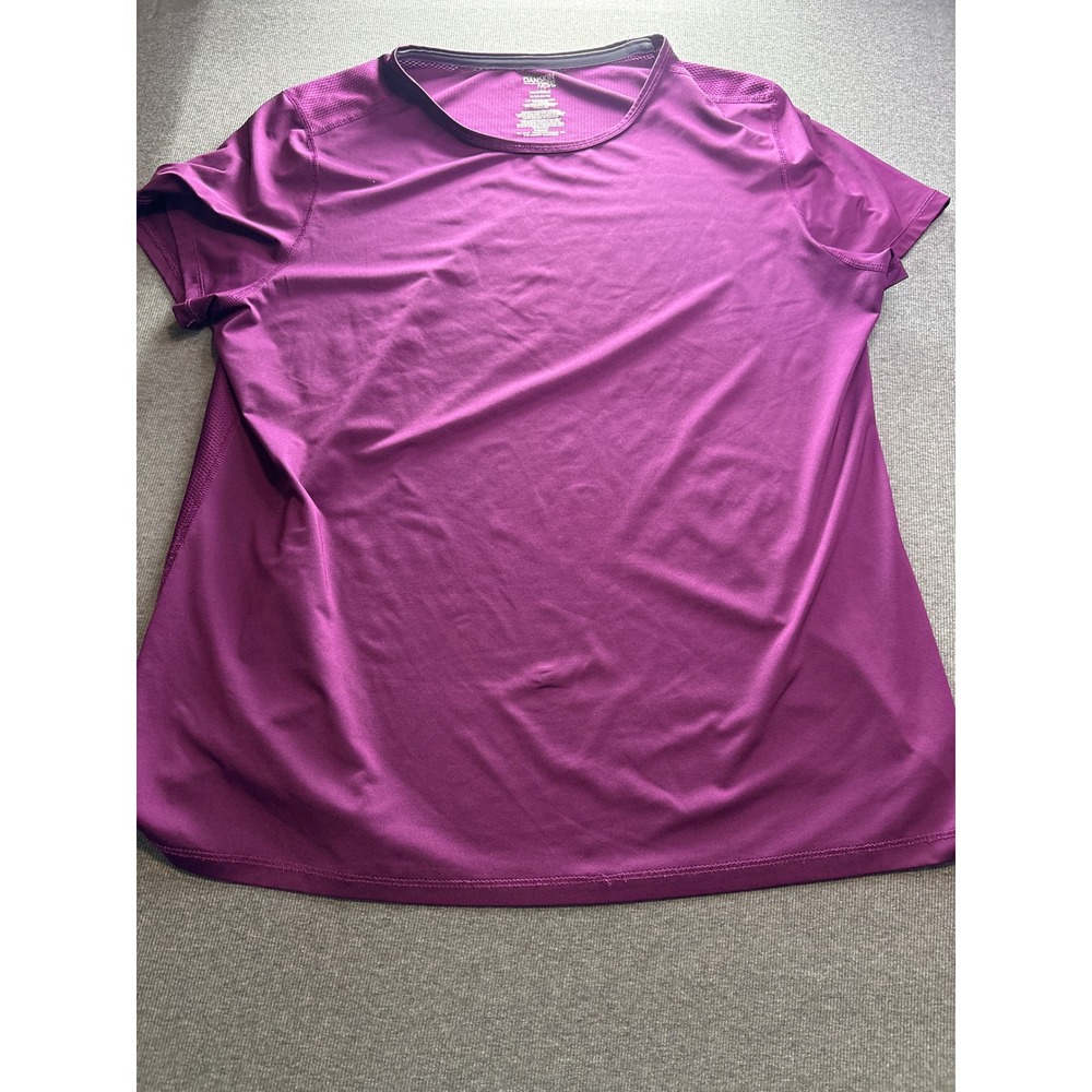 Danskin‎ Now Womens XL Purple Semi-Fitted Short Sleeve Mesh Back Athletic Top